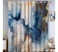 Mármol Degradado Cortina Opaca Estilo con Ojes para Sa De Estar, Dormitorio, Ventana, Paisaje De Cortinas, Abstracto Moderno Juego Decoraciones De Ventana, Marina De Guerra, 66x213cm