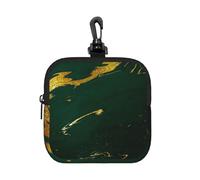 Mármol Dorado con Tonos Tierra Verde Esmeralda Intenso,Bolsa de Almacenamiento Cuadrada con Cremallera, Monedero de Neopreno, Carteras pequeñas, Monedero pequeño, Monedero