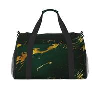 Mármol Dorado con Tonos Tierra Verde Esmeralda Intenso,Bolsas Deportivas, Bolsos de Viaje Deportivos Cruzados de Mano, Bolsas de Viaje de Gran Capacidad para Mujeres y Hombres.