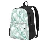 Mármol geométrico blanco menta aguamarina escamas,Mochila con bolsillos, mochila informal para el día a día, resistente al agua, ideal para la escuela, viajes