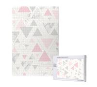 Mármol geométrico Triangular Rosa Gris Plateado,Rompecabezas de Madera de 1000 Piezas para Adultos y Adolescentes.