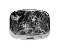 Mármol gris grafito plateado negro, Pastillero cuadrado para bolsillo o monedero, pequeño contenedor de pastillas, organizador de pastillas de viaje