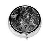 Mármol gris grafito plateado negro, Pastillero, Pastillero redondo Pequeño contenedor de pastillas Organizador de pastillas de viaje