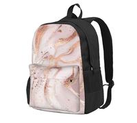 Mármol líquido abstracto con textura de salpicaduras de purpurina oro rosa,Mochila con bolsillos, mochila informal para el día a día, resistente al agua, ideal para la escuela, viajes