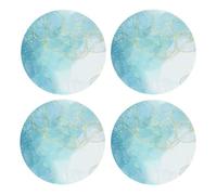 Mármol líquido Azul,Posavasos Redondos de Corcho MDF, Almohadilla para Tazas, Juego de 4 Posavasos para Bebidas