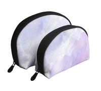 Mármol líquido Morado Pastel, Bolsa de Maquillaje de Concha, Monedero pequeño para Mujer, Bolsa de artículos de tocador, Bolsa de cosméticos, 2 Piezas