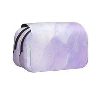 Mármol líquido Pastel Morado Estuche para lápices portátil con Doble Concha y Cremallera