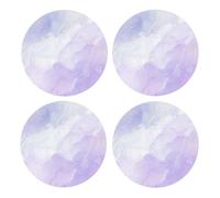 Mármol líquido Pastel Morado,Posavasos Redondos de Corcho MDF, Almohadilla para Tazas, Juego de 4 Posavasos para Bebidas