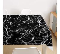 Mármol Manteles, Morbuy Manteles de Mesa Impermeable Antimanchas Rectangular Lavable Manteles de Poliéster para Cocina Comedor Decoración del Hogar (Negro,100x140cm)
