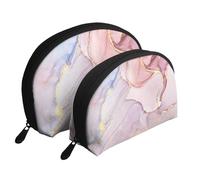 Mármol Morado y Dorado Impreso., Bolsa de Maquillaje de Concha, Monedero pequeño para Mujer, Bolsa de artículos de tocador, Bolsa de cosméticos, 2 Piezas