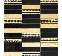 Mármol Mosaico Negro/Oro Cocina Pared Baño Wc Baldosas de Espejo WB40-STN79 1