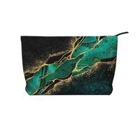 Mármol Negro Azulado, malaquita Verde con Vetas Doradas y Manchas Doradas,Neceser de Pana, Neceser de Maquillaje portátil, Neceser de Viaje