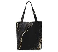 Mármol negro con brillo dorado，Bolsas de supermercado reutilizables, bolsas de compras, bolsas de lona de gran capacidad, bolso de hombro
