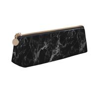 Mármol negro de lujo, roca oscura de superficie lisa, Estuche para lápices, estuche triangular portátil para lápices con cremallera, neceser de piel sintética de PVC para adolescentes y adultos.
