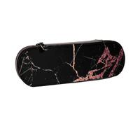 Mármol Negro Oro Rosa, Estuche para lápices Estuche para lápices de Cuero de PU Estuche para lápices de Gran Capacidad Estuche para lápices Bolsa de cosméticos