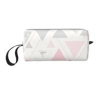 Mármol Triángulo Geométrico Plata Gris Rosa, Bolsa de Maquillaje Bolsa de cosméticos Bolsa de artículos de tocador de Viaje portátil Bolsa de Maquillaje