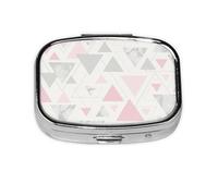 Mármol Triángulo Geométrico Plata Gris Rosa, Pastillero cuadrado para bolsillo o monedero, pequeño contenedor de pastillas, organizador de pastillas de viaje