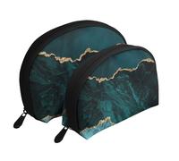 Mármol Verde Azulado Esmeralda L y paisajes, Bolsa de Maquillaje de Concha, Monedero pequeño para Mujer, Bolsa de artículos de tocador, Bolsa de cosméticos, 2 Piezas