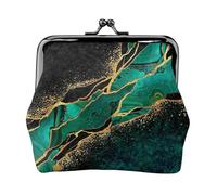 Mármol Verde Azulado Negro, malaquita Verde con Vetas Doradas y Manchas Doradas.,Monedero de Piel sintética, Carteras pequeñas, Monedero con Cierre de Broche