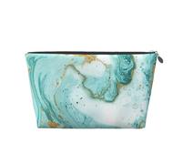Mármol Verde Azulado y Dorado, Bolsa de artículos de tocador Bolsa de Maquillaje Bolsa de cosméticos Bolsa de artículos de tocador de Viaje portátil
