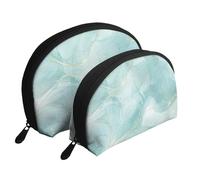 Mármol Verde Menta Pastel, Bolsa de Maquillaje de Concha, Monedero pequeño para Mujer, Bolsa de artículos de tocador, Bolsa de cosméticos, 2 Piezas