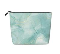 Mármol Verde Menta Pastel,Neceser de Maquillaje de imitación Lino, Neceser de Viaje portátil