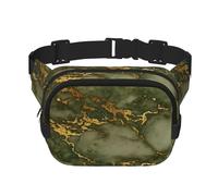 Mármol Verde y Dorado de Lujo,Riñonera Cuadrada de Doble Capa, Bolso de Viaje, Bolso Informal para el Pecho.
