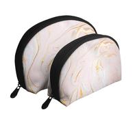 Marmoleado Pastel Ajustado, Bolsa de Maquillaje de Concha, Monedero pequeño para Mujer, Bolsa de artículos de tocador, Bolsa de cosméticos, 2 Piezas