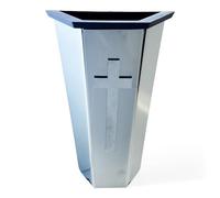 Marmoleria La Magdalena Florero de Acero Inoxidable Silver Piramide con Cruz, Apto para Lápidas y Nichos