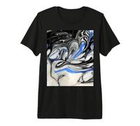 Mármoles Trippy espirales de mármol líquido Azul y Blanco Negro Camiseta Premium