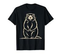 Marmot Line Art Groundhog Minimalist Wildlife Camiseta