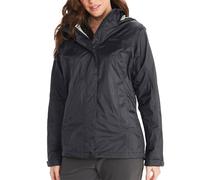 Marmot Mujer PreCip Eco Jacket Chaqueta impermeable para lluvia, chubasquero transpirable con capucha, cortaviento ligero hardshell para senderismo y bicicleta, Black, L