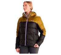 Marmot Mujer Wm's Guides Down Hoody, Chaqueta de plumas aislante ligera, 700 pulgadas cúbicas, chaqueta para exteriores, anorak resistente al agua, resistente al viento, Black/Military Green, M