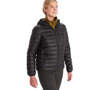 Marmot Mujer Wm's Highlander Hoody, Chaqueta de plumón ligera, parka de plumón impermeable, abrigo de invierno cálido, resistente a la lluvia, Black, XS