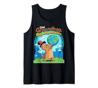 Marmota Día Tierra Responsabilidad Planeta Cuidado Dibujos Animados Camiseta sin Mangas