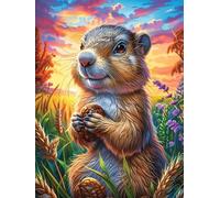 Marmota en Bosque mágico Puzzles 1000 Piezas Moderno Decorativo Paisaje de Cuento de Hadas Dibujado Rompecabezas Familiar para Hombres Y Mujeres Aliviar Estrés Maquetas Construir 1000 PCS
