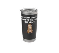 Marmota triste cuando tengo que salir en público introvertido Vaso térmico de acero inoxidable de doble pared