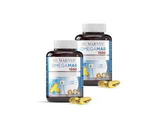 Marnys Omegamar 1500 - Pack Ahorro 2 x 60 Cápsulas - Con Omega 3 y DH EPA - Alta Concentración de Ácidos Grasos - Apto para Celíacos - Para la Protección Cardiovascular