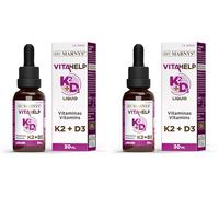 Marnys Vitamina K2-D3 Líquida, Huesos y Circulación Saludables, Botella con Pipeta 30 Ml 80 g (Paquete de 2)