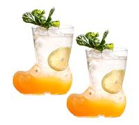 Marooma 2 Piezas Taza de Cóctel con Forma de Botas, Taza de Vidrio de 380 Ml Taza de Bebida de Copa de Vino Personalizada Taza de Bota de Cerveza Tazas de Vidrio Transparentes