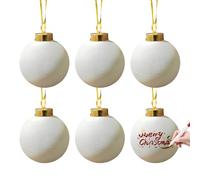 Marooma 6 Piezas Adornos de Bolas de Navidad de Cerámica, 2.36in Bolas de Navidad de Bricolaje Adornos Colgantes Bolas de Navidad Mate Bolas de Cerámica Blancas en Blanco para