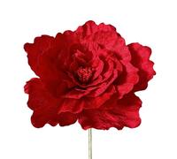 Marooma Flores de Peonía Gigantes para Decoración, Enormes Flores Artificiales de Peonía de Terciopelo, Flores Falsas Hechas a Mano, Peonía Roja con Tallo para Boda, Aniversario,