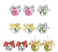 Marooma Juego de Bolas de Discoteca con Espejo Colgante de 1,97 Pulgadas, Bolas de Espejo Reflectantes con Lazo, Adornos de Bolas de Navidad, Colgante de árbol de Navidad, Mini