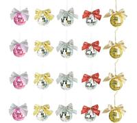 Marooma Juego de Bolas de Discoteca con Espejo Colgante de 1,97 Pulgadas, Bolas de Espejo Reflectantes con Lazo, Adornos de Bolas de Navidad, Colgante de árbol de Navidad, Mini