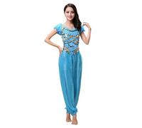 MaroYanYML Conjunto de Traje de Danza del Vientre para Mujer Tops Cortos con Lentejuelas + Pantalones harén Traje árabe para Halloween