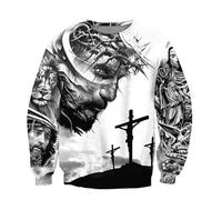 MaroYanYML Sudadera con Capucha de otoño con Tatuaje de Jesús Estampado en 3D para Hombre Unisex Ropa Urbana Jersey Chaqueta Informal con Cremallera chándal