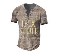 MaroYanYML That's What I Do I Fix Stuff and I Know Things Camiseta para Hombres Camiseta Henley con Letra Divertida Impresa en 3D Botón al Aire Libre Cuello en V Tops
