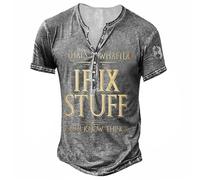 MaroYanYML That's What I Do I Fix Stuff and I Know Things Camiseta para Hombres Camiseta Henley con Letra Divertida Impresa en 3D Botón al Aire Libre Cuello en V Tops