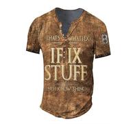 MaroYanYML That's What I Do I Fix Stuff and I Know Things Camiseta para Hombres Camiseta Henley con Letra Divertida Impresa en 3D Botón al Aire Libre Cuello en V Tops