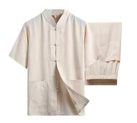 MaroYanYML Traje Informal para Hombre Tang - Manga Larga/Manga Corta Artes Marciales Tai Chi Conjunto de 2 Piezas Estilo Tradicional Chino Ropa Deportiva Camisas + Pantalones